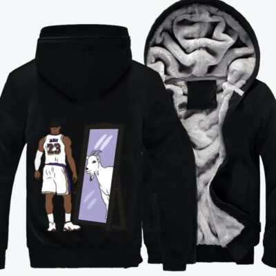 LeBron James Mirror GOAT Basketball Fleece Zip Hoodie Jacket 3
