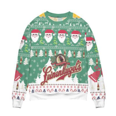 Leinenkugels Beer Logo Christmas Pattern Ugly Christmas Sweater White Green 1