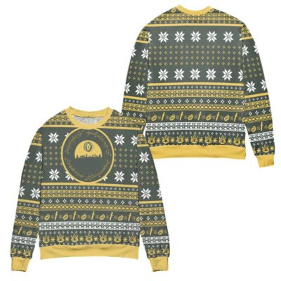 Lord Of The Rings Anneau Seigneur Des Anneaux Snowflake Pattern Ugly Christmas Sweater - Green