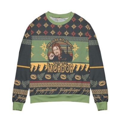Lord Of The Rings Boromir One Does Not Simply Walk Into Mordor Ugly Christmas Sweater 1