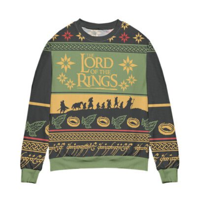 Lord Of The Rings The Fellowship Way To Mordor Vintage Ugly Christmas Sweater Green 1