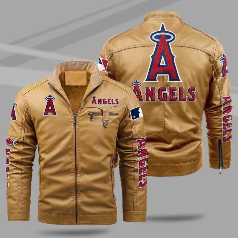 Los Angeles Angels Fleece Leather Jacket CFLJ022 1