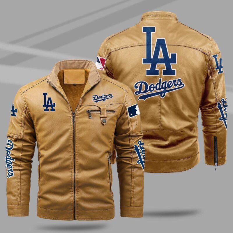 Los Angeles Dodgers Fleece Leather Jacket CFLJ021 1