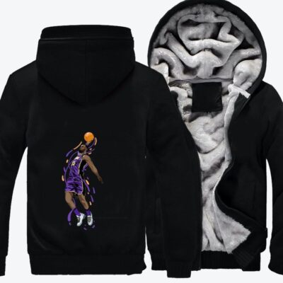 Los Angeles Lakers James Basketball Fleece Zip Hoodie Jacket 3