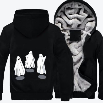 Lost Little Ghost Is Asking The Way Halloween Fleece Zip Hoodie Jacket 3