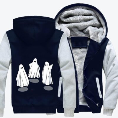 Lost Little Ghost Is Asking The Way Halloween Fleece Zip Hoodie Jacket