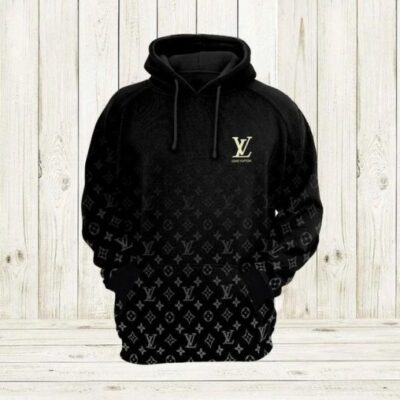 Louis Vuitton Black Unisex Hoodie For Men Women Luxury Pullover LV NH018