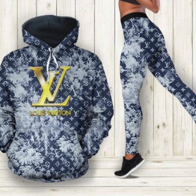 Louis Vuitton Blue Hoodie Legging Set Luxury LV For Women
