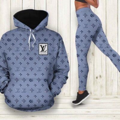 Louis Vuitton Blue Hoodie Legging Set Luxury LV For Women