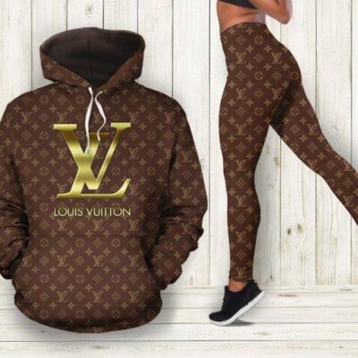 Louis Vuitton Brown Hoodie Legging Set Luxury LV For Women