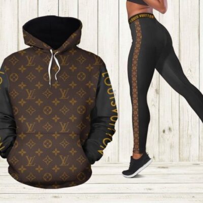 Louis Vuitton Brown Hoodie Legging Set Luxury LV For Women