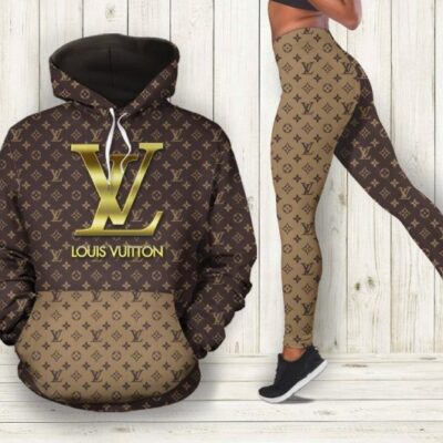 Louis Vuitton Brown Hoodie Legging Set Luxury LV For Women