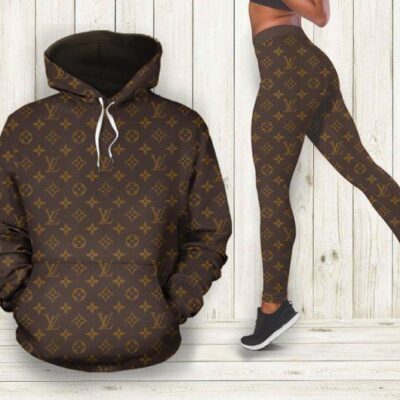 Louis Vuitton Brown Hoodie Legging Set Luxury LV For Women