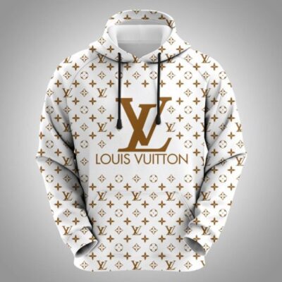Louis Vuitton Brown White Unisex Hoodie For Men Women Luxury Pullover LV NH026