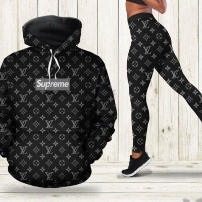 Louis Vuitton Luxury 3D Hoodie and Leggings Set LV Gifts