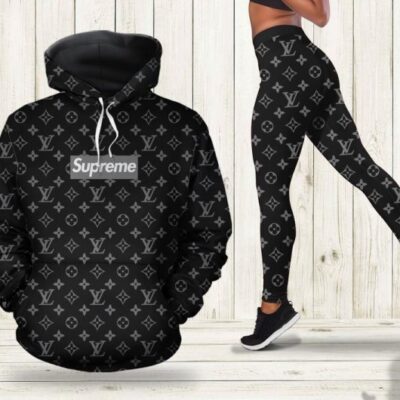 Louis Vuitton Supreme Hoodie Legging Set Luxury LV For Women