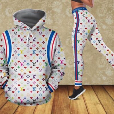 Louis Vuitton White Hoodie Legging Set Luxury LV For Women