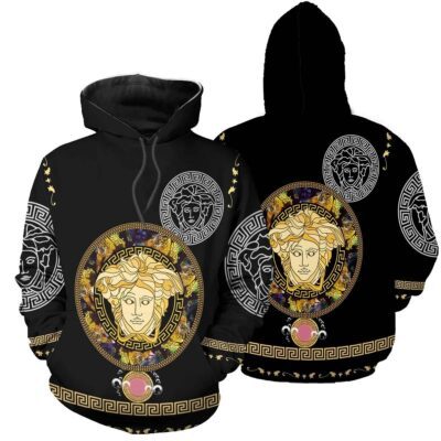 Gianni Versace Black Unisex Hoodie For Men Women Luxury Pullover NH050