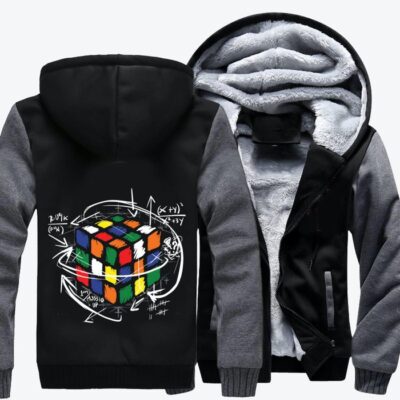 Math On Dark Rubik Cube Fleece Zip Hoodie Jacket 2