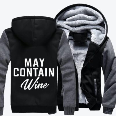 May Contain Wine Beer Fleece Zip Hoodie Jacket 2