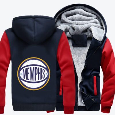 Memphis Retro Ball Basketball Fleece Zip Hoodie Jacket 1
