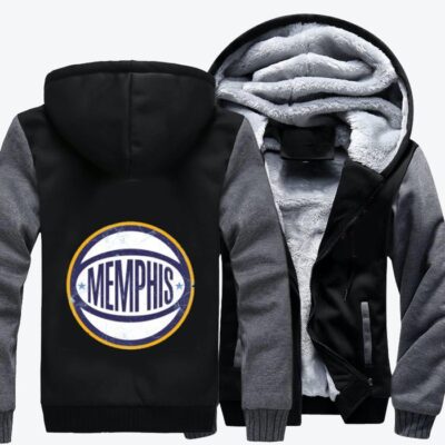 Memphis Retro Ball Basketball Fleece Zip Hoodie Jacket 2