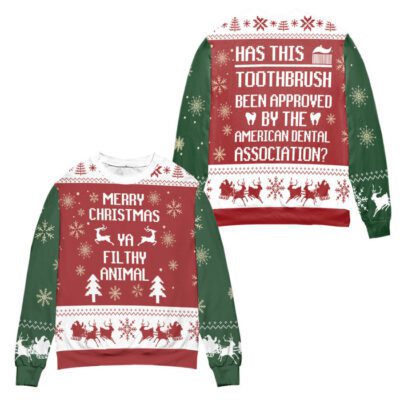 Merry Christmas Ya Filthy Animal Ugly Christmas Sweater - Red