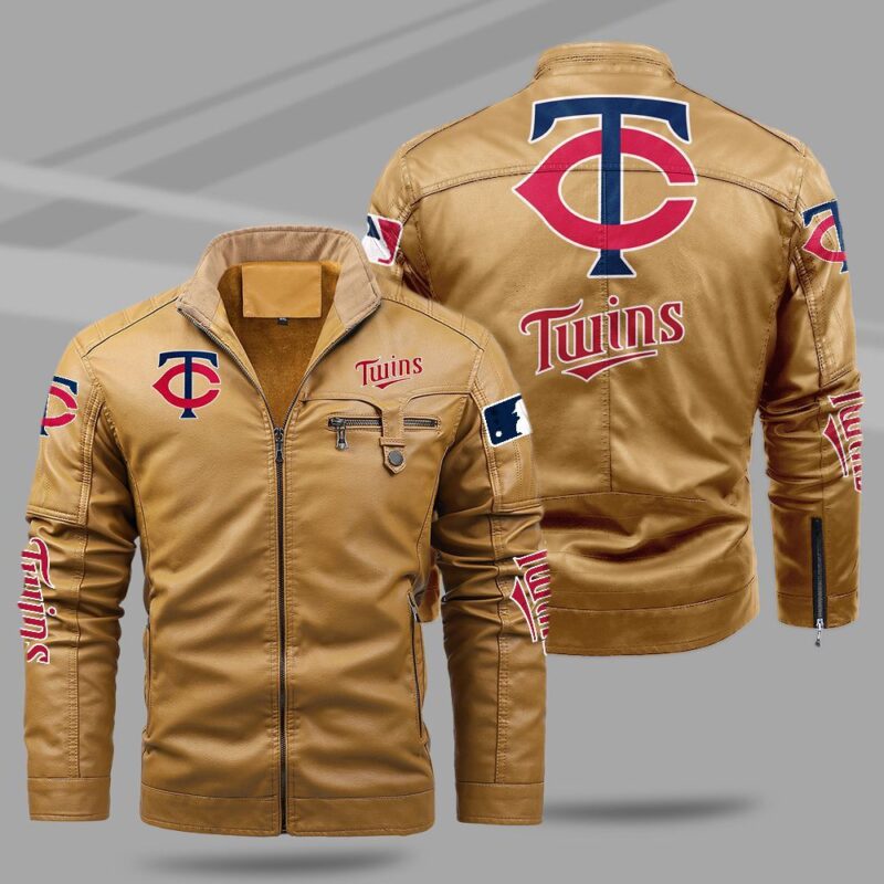 Minnesota Twins Fleece Leather Jacket CFLJ018 1