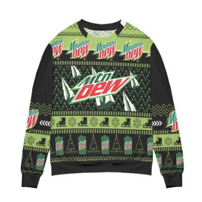 Mountain Dew Pine Tree Snowflake Pattern Ugly Christmas Sweater 1