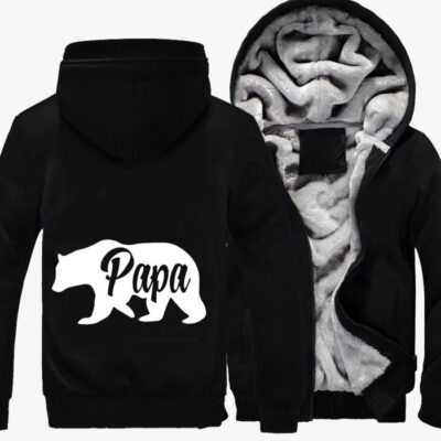 Papa Bear Fathers Day Fleece Zip Hoodie Jacket 3