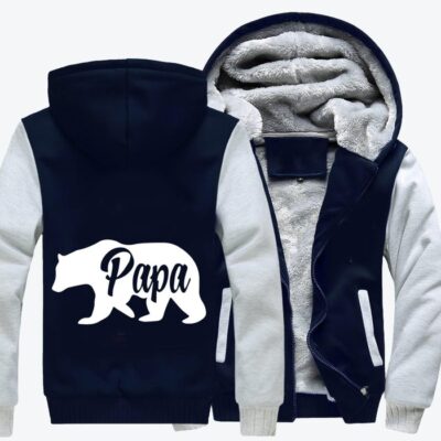 Papa Bear Father's Day Fleece Zip Hoodie Jacket