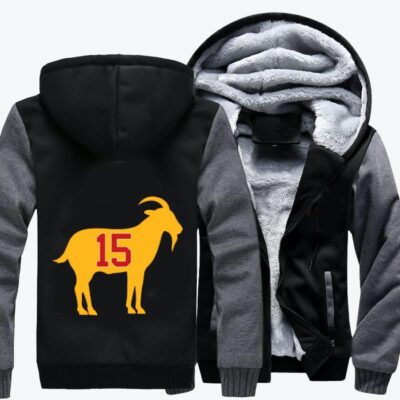 Patrick Mahomes GOAT 15 Kansas City Chiefs Fleece Zip Hoodie Jacket 2