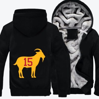 Patrick Mahomes GOAT 15 Kansas City Chiefs Fleece Zip Hoodie Jacket 3