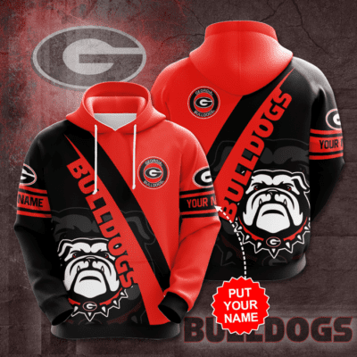 Personalized Georgia Bulldogs Logo 3D Unisex Hoodie - Black Red TSH2078