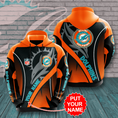 Personalized Miami Dolphins 3D Unisex Hoodie - Orange Black TSH1918