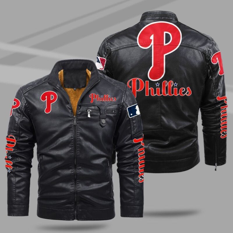 Philadelphia Phillies Fleece Leather Jacket CFLJ033 1