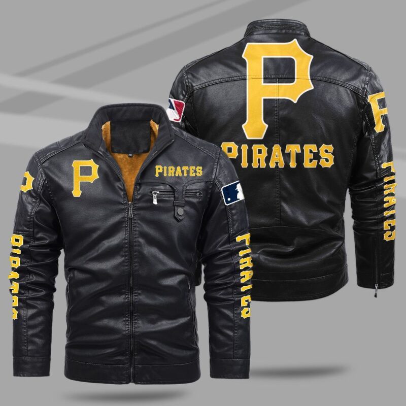 Pittsburgh Pirates Fleece Leather Jacket CFLJ032 1