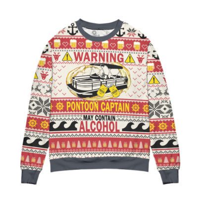 Pontoon Captain May Contain Alcohol Christmas Pattern Ugly Christmas Sweater 1 Pontoon Captain May Contain Alcohol Christmas Pattern Ugly Christmas Sweater 1