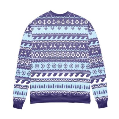 Pontoon Queen Penguin Snowflake Ugly Christmas Sweater Blue 2