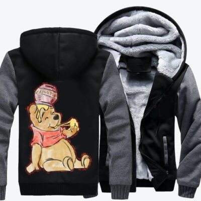 Pooh Bear Watercolor Winnie the Pooh Fleece Zip Hoodie Jacket 2