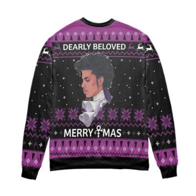 Prince Dearly Beloved Merry Christmas Ugly Christmas Sweater Black Purple 2