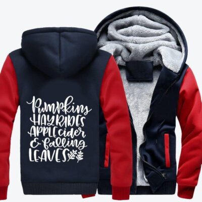 Pumpkins Hayrides Halloween Fleece Zip Hoodie Jacket 1