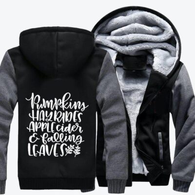 Pumpkins Hayrides Halloween Fleece Zip Hoodie Jacket 2