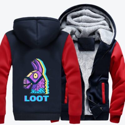 Purple Loot Llama Fortnite Fleece Zip Hoodie Jacket 1
