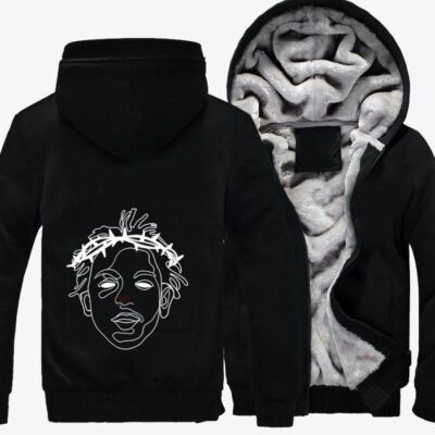Rapper Kendrick Lamar With The Crown Of Thorns Hip hop Fleece Zip Hoodie Jacket 3