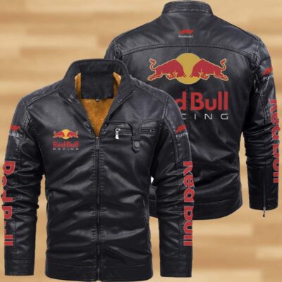 Red Bull Racing Fleece Leather Jacket CFLJ013 2