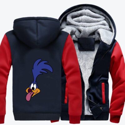 Road Runner With Tongue Sticking Out Looney Tunes Fleece Zip Hoodie Jacket 1