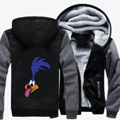 Road Runner With Tongue Sticking Out Looney Tunes Fleece Zip Hoodie Jacket 2