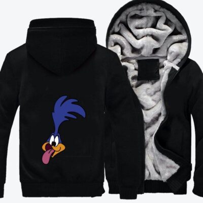 Road Runner With Tongue Sticking Out Looney Tunes Fleece Zip Hoodie Jacket 3