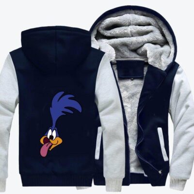 Road Runner With Tongue Sticking Out Looney Tunes Fleece Zip Hoodie Jacket